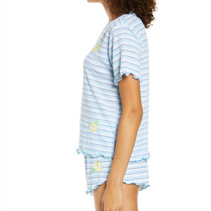 <b>Mini</b> Shorts and Shirt Casual 2 Piece Set for Women Knitted Short Sleeve T-shirt <b>Print</b> Soft Spring Summer - Product Image 3