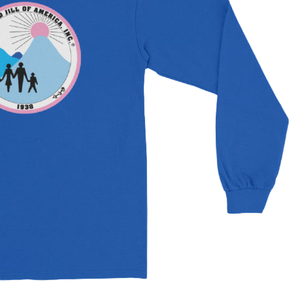 T-shirt unisexe à manches longues bleu roi avec broderie de blason, col rond, décontracté, en mélange de coton, pour un usage quotidien et une mode décontractée - Product Image 5