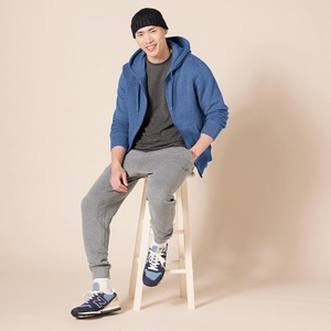 Sweat-shirt à capuche bleu pour homme, coupe classique, décontracté, pour l'automne, avec poche, en coton tricoté - Product Image 5