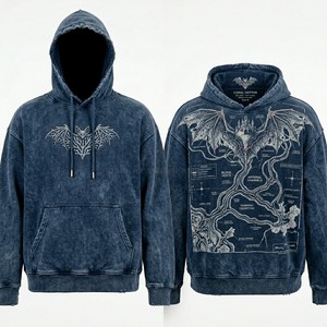 Sudadera con capucha morada personalizada con efecto mineral para hombre, estilo urbano, con cremallera completa, estampado de alta calidad, proveedor de ropa personalizada - Product Image 3