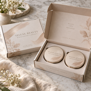 กล่องบรรจุภัณฑ์ไปรษณีย์ลูกฟูกพิมพ์ลายแบบกำหนดเองสำหรับ SELENE Highlighter Compact - Product Image 1