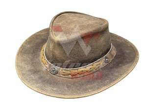 Sombrero Vaquero Formal de Cuero Vacuno Auténtico, de Alta Calidad, Ligero, para Viajes al Aire Libre, con Correa Ajustable, Unisex, Sombrero Occidental de Cuero a la Moda - Product Image 1