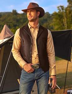 Chalecos de Cuero para Hombre, Chaleco Ajustable sin Mangas, Chaleco de Motocicleta de Cuero Personalizado para Hombre - Product Image 4