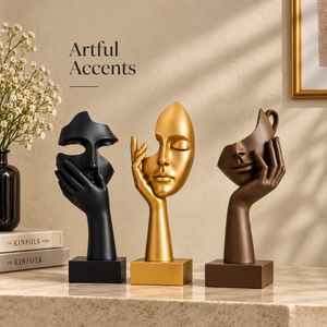 Modern Abstract <b>Face</b> Sculpture Set | Artistic Hand Figurines Luxury Tabletop Statues for Living Room Office Home Decor Gift Gift - Product Image 3