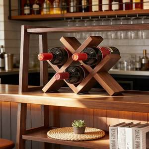 Porte-vin décoratif en bambou, organiseur de bar, décoration de cuisine de luxe, porte-vin style farmhouse, accessoire moderne pour la maison, organiseur de cave à vin - Product Image 1