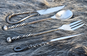 Juego de Cubiertos de Metal con Diseño Antiguo en Plata Hecho a Mano, Cubiertos Ecológicos de Calidad Duradera, Nuevo, Fabuloso, de Súper Calidad - Product Image 6