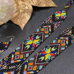 BLACK BEST SALE Chunky Ethnic Tribal Red &White Necklace Unique African Woman Necklace with earring FOR Party Gift Wedding - Product Image 6