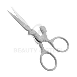 Professional Straight Cuticle Scissors with Artisan Crane-Design Handles and <b>Sandblasted</b> Matte Finish - Product Image 2