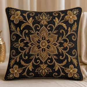 Ensemble de napperons de table perlés, sous-verres en perles de verre, housses de coussin et chemins de table floraux pour la décoration de salle à manger par Falah International - Product Image 3