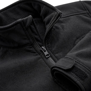 Veste matelassée en polaire noire pour homme, col montant, fermeture éclair, coupe-vent, décontractée, couleur unie, polyester, coupe régulière, hiver - Product Image 6