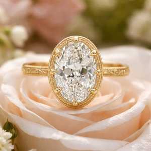 2 CT Oval Cut Moissanite Engagement <b>Ring</b> for Women 14K Gold Plated Engagement Wedding <b>Ring</b> <b>solitaire</b> moissanite Anniversary <b>Ring</b> - Product Image 2
