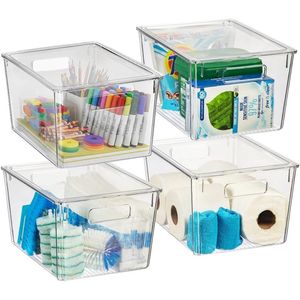 <b>Large</b> Plastic Storage <b>Bins</b> with Lids for <b>Kitchen</b> Pantry Desk Organization - Product Image 1