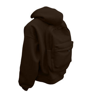 Sudadera con Capucha Unisex Marrón, Corte Regular, 100% Algodón, Felpa Francesa, Casual, Invierno, Cortavientos, con Cierre y Diseño de Bloques de Color - Product Image 1