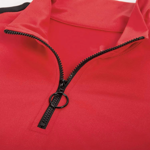 Polo para Mujer Personalizado de Manga Corta Rojo con Cremallera, Top de Verano Casual Ajustado con Rayas en el Hombro, Ropa de Trabajo - Product Image 6
