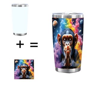 20oz Stainless Steel Tumbler Vacuum <b>Insulated</b> Portable Drink <b>Cup</b> For Travel With Monkey Art Design - Product Image 1