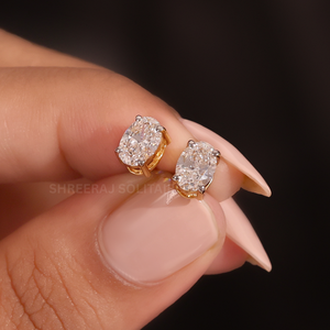 ต่างหูเพชรทรงรีเพาะเลี้ยงในห้องปฏิบัติการ ขายส่ง รับรองโดย IGI ทองคำแท้ 14k/18k ทองคำขาว ตัวล็อกแบบกด สี DEF ความสะอาด VVS2/VS1 - Product Image 1
