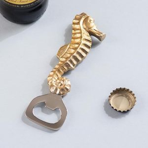 Abridor de Botellas Decorativo de Acero Inoxidable Dorado con Forma de Caballito de Mar, Abridor de Cerveza Náutico para el Hogar, Bar y Cocina - Product Image 1