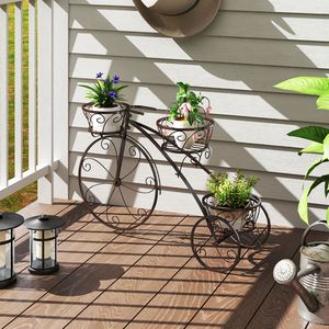 Cesti pensili e accessori: Triciclo porta piante con 3 cesti cavi, carrello porta vasi con 3 cesti cavi - Product Image 3