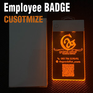 Employee Badge Custom Premium <b>Rechargeable</b> <b>LED</b> <b>Light</b> Up Acrylic Employee Badge with Logo for Staff Corporate Event OEM Factory - Product Image 1