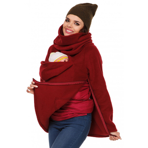 Sweat-shirt de maternité 3 en 1 pour femme avec porte-bébé amovible, poche kangourou, fermeture éclair, polaire, vêtement d'extérieur pour l'hiver - Product Image 5