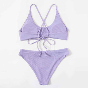 Conjunto de Bikini de Dos Piezas con Cintura Alta y Estilo Moderno 2026, Traje de Baño de Spandex/Nailon para Vacaciones en la Playa - Product Image 2