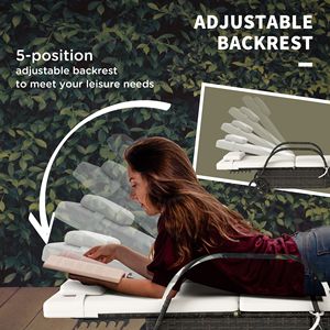 2 Sillones Reclinables Color Crema con Cojín, Reposacabezas, Reposabrazos y Ruedas para Tomar el Sol al Aire Libre - Product Image 6