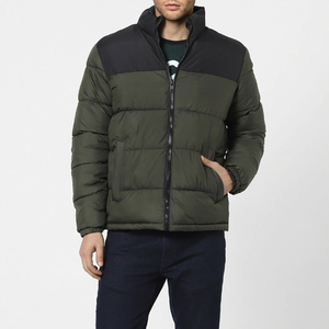 New Arrival Men's Custom All-Over Sublimated Stand Collar <b>Zip</b>-<b>up</b> Button Padded Winter Puffer <b>Jacket</b> All-Over Canvas Branded - Product Image 2