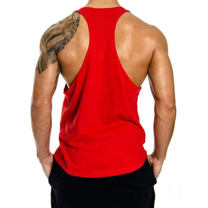 Camiseta Deportiva Roja para Hombre, Cuello en V, Diseño de Barra con Estampado, Ropa Deportiva Transpirable de Poliéster sin Mangas para Fitness - Product Image 2