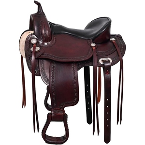 Silla de Montar Western de Cuero Genuino Premium, Silla de Montar para Caballo Estilo Vaquero Personalizada con Correas de Estribo, Equipo Ecuestre, Proveedor OEM - Product Image 3
