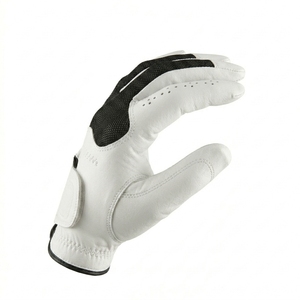 Gant de golf en cuir véritable respirant et léger de qualité supérieure, main gauche, unisexe, blanc et noir, design en maille, fermeture à enfiler - Product Image 6