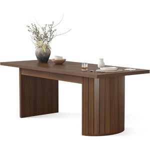 Table à manger vintage rectangulaire de 78,74 pouces de long, table de cuisine entièrement en bois, grande table de salle à manger, capacité de 6 personnes - Product Image 4