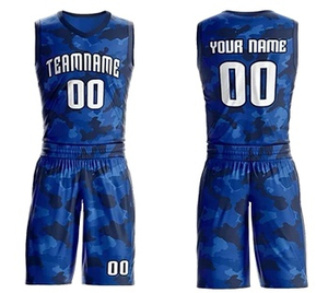 Uniforme de baloncesto personalizado para hombre, camiseta de entrenamiento de camuflaje y conjunto de pantalones cortos, ropa de equipo con logotipo impreso - Product Image 3