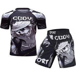 Cobra Snake Print Rash Guard Set <b>Men's</b> Short Sleeve <b>Compression</b> <b>Shirt</b> and Shorts Quick Dry MMA Workout Gear - Product Image 4