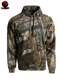 Sweat à capuche de chasse en polaire pour homme, camouflage Woodland Branch & Oak, épais, avec cordon de serrage réglable et poche kangourou avant - Product Image 1