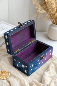 Caja de Joyería de Madera Pintada a Mano de Lujo, Caja de Almacenamiento Decorativa Vintage para Anillos, Pendientes y Accesorios, Ideal para Regalo - Product Image 3