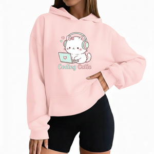 High Quality Winter Oversized Women's Hoodie Relaxed Fit Thick Fabric Lined Printed Casual Front Logo Streetwear 100% Cotton - Product Image 1