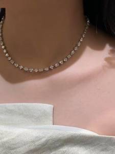 Collar de tenis con diamantes cultivados en laboratorio de 15 quilates de formas mixtas, collar de diamantes con certificación IGI EF VVS VS, collar gargantilla de oro blanco de 14 quilates - Product Image 3
