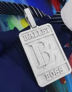 Joyería Imperial, Colgante de Lujo con Diseño Personalizado en Plata 925, Moissanita Rectangular, Estilo <span class=keywords><strong>Idealista</strong></span>, Totalmente Cubierto de Piedras, para Raperos - Product Image 2