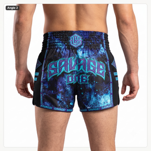 Shorts de Muay Thai personnalisés pour hommes adultes avec panneaux en maille satinée de qualité supérieure, tissu 100% polyester 120g pour MMA et Kickboxing - Product Image 4