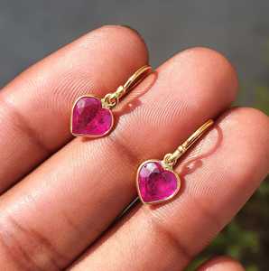 Pendientes de plata de ley 925 con forma de corazón de rubí, 8x8mm, hechos a mano, con piedras preciosas, pendientes finos, regalo de joyería para mujer, aniversario de boda - Product Image 5