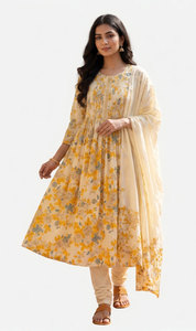 Conjunto de Kurta y Palazzo de Seda Banana para Mujer, Estilo Indio, Completamente Bordado, con Estampado Elegante, Traje con Dupatta para Fiesta - Product Image 2