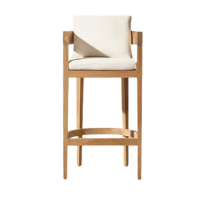Chaise de bar d'extérieur de luxe en teck massif, accoudoir incurvé de qualité supérieure, design ergonomique, résistante aux intempéries, mobilier moderne pour villas et complexes hôteliers - Product Image 3