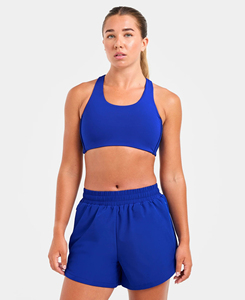 Ensemble de sport 2 pièces bleu pour femme : Crop top dos nageur et short taille haute respirant, couleur unie, taille élastique, idéal pour le yoga et l'entraînement - Product Image 3