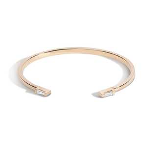 Dainty Open <b>Cuff</b> <b>Bracelets</b> 14k 18k Solid Gold Tapered Baguette Lab Diamond Adjustable Minimalist Stackable <b>Bracelets</b> For Women's - Product Image 1
