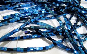 Cuentas de Hematita Azul Real en Forma de Cubo con Efecto Arcoíris, 2mm, Hilo de 16 Pulgadas para Fabricación de Joyas - Kit de Pulseras de Piedras Preciosas, Servicio de Muestras - Product Image 2