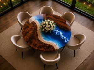 Premium Live Edge Solid Wood <b>Epoxy</b> Resin River <b>Table</b> Custom Handmade Dining <b>Table</b> Modern Luxury Furniture for Home Office Villa - Product Image 1