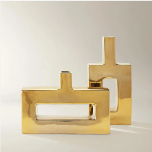 Modern Gold Metal Decorative <b>Vase</b> Set Geometric Hollow Tabletop Flower <b>Vase</b> Home Decor Accent gold flower <b>vase</b> - Product Image 1