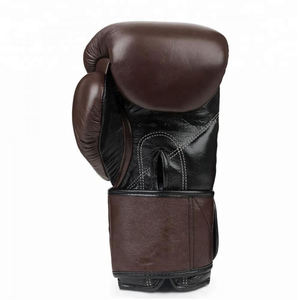 Guantes de boxeo de cuero con cierre de cordones en la muñeca para adultos, equipo de boxeo - Product Image 3
