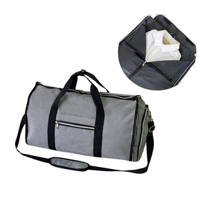 Gray Polyester Foldable Large Garment Duffel <b>Bag</b> Convertible Travel <b>Overnight</b> <b>Bag</b> Shoe Compartment Wet Pocket Adjustable Strap - Product Image 5