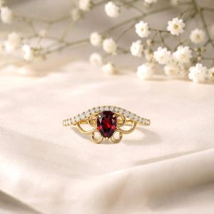 Natural <b>Garnet</b> Promise <b>Ring</b> Pear Cut Red Gemstone <b>Ring</b> Handmade 925 Sterling <b>Silver</b> 18K Gold Filled Engagement <b>Ring</b> Romantic - Product Image 3